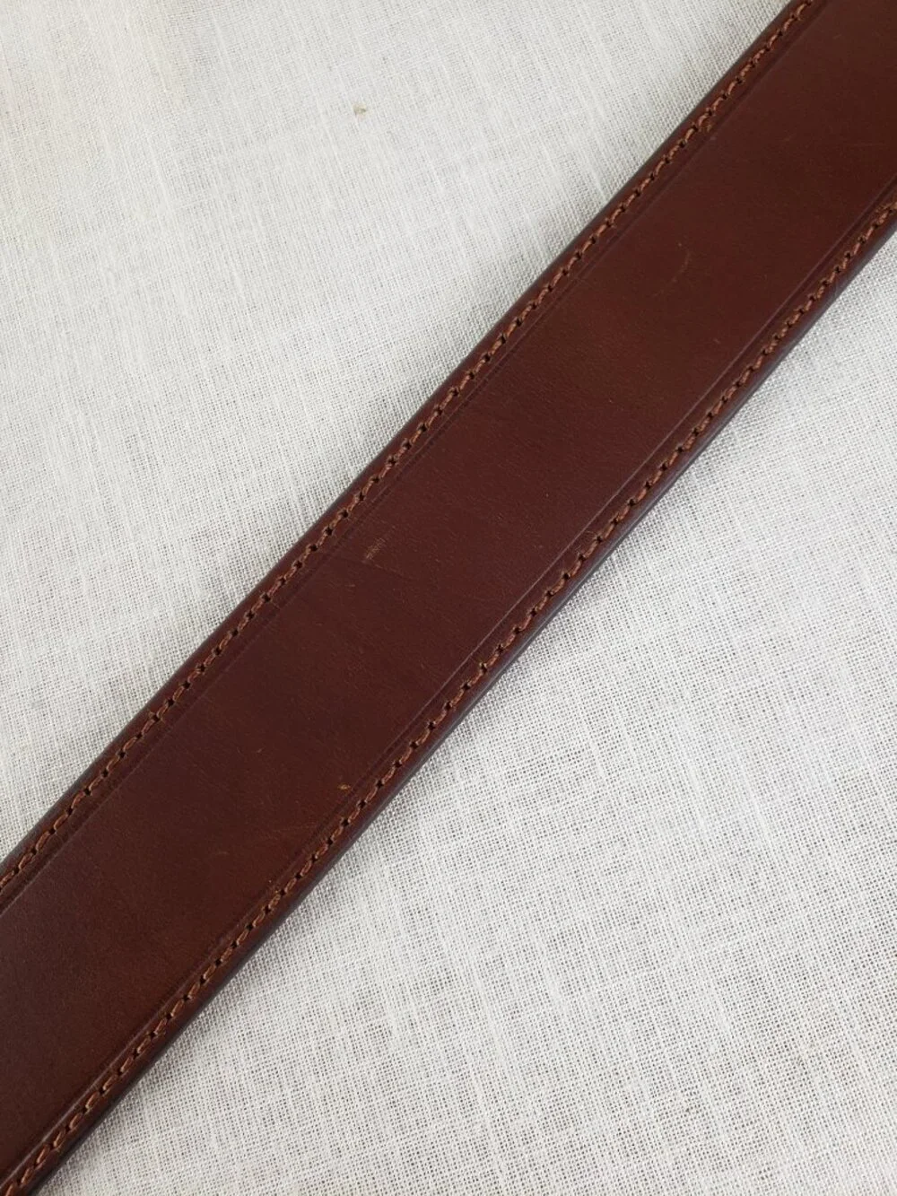 Jos A Bank Brown Leather Belt Square Leather Wrapped Buckle Mens 36